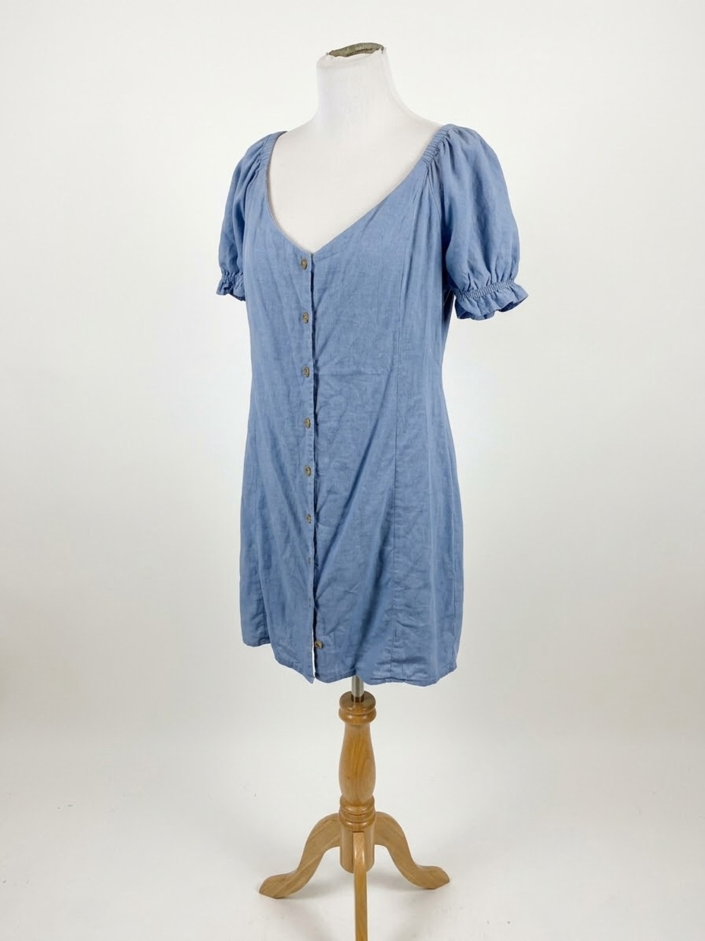 Cotton On Sky Blue Button-Up Puff Sleeve Tunic